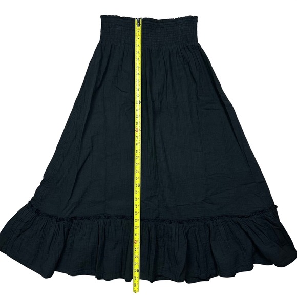NWT Quince Black Organic Cotton Gauze Smocked Maxi Skirt Boho Festival Casual M - Picture 6 of 10